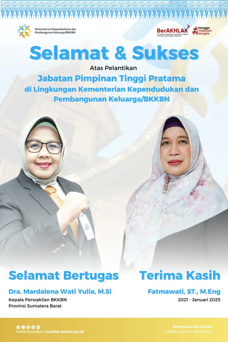 Radio_GenRe1079's tweet photo. Selamat dan Sukses atas pelantikan ibu Fatmawati ST, M.Eng sebagai Kepala Perwakilan Bkkbn Provinsi Utara. Selamat Bertugas Ibu Dra. Mardalena Wati Yulia, https://t.co/0ELifdBiVk Sebagai Kepala Perwakilan BKKBN Provinsi Sumatera Barat.

#BKKBNSumbar #radiogenre #genreradio1079fm https://t.co/FUQWULOtbe
