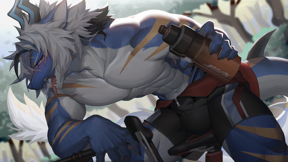 This is what happens when you wear a swimrun suit for a triathlon bike ride. 🚴💦
🎨<a href="/TYArashiArt/">TYArashi</a>