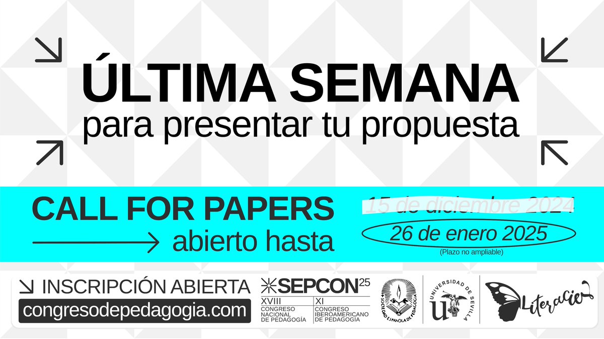 ¡Hasta el domingo! No te quedes sin enviar tu contribución (de 400 palabras aprox.) y perderte el #sepcon25

congresodepedagogia.com