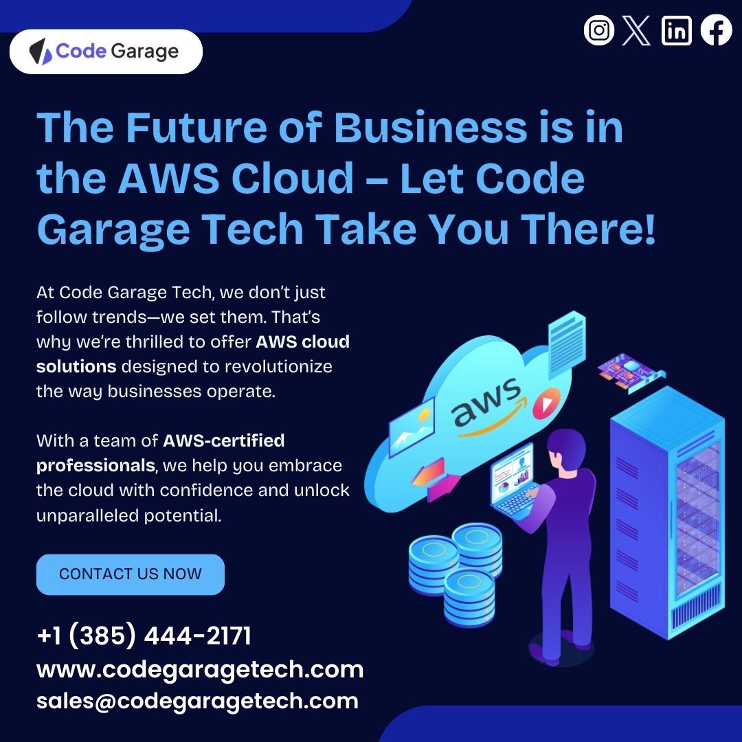 codegaragetech's tweet image. Your Success, Powered by Code Garage Tech:
Let us transform your operations with future-ready scalable solutions. 

🌐 codegaragetech.com
📞 +1 (385) 444-2171
📧 sales@codegaragetech.com

#CodeGarageTech #AWSCloudSolutions #CertifiedExperts #CloudInnovation