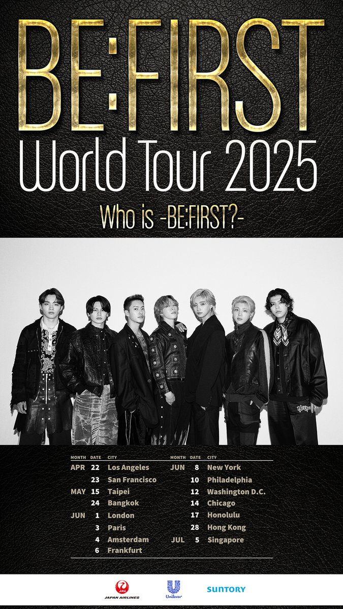 BEFIRST_global's tweet photo. World Tour : 15 Cities in 9 Destinations Across Asia, Europe, and North America

BE:FIRST World Tour 2025 -Who is BE:FIRST?-

Details Here
https://t.co/0DQ6i5f6SB

#BF_WORLDTOUR2025
#WHOISBEFIRST
#BEFIRST https://t.co/If5CdfBUNf