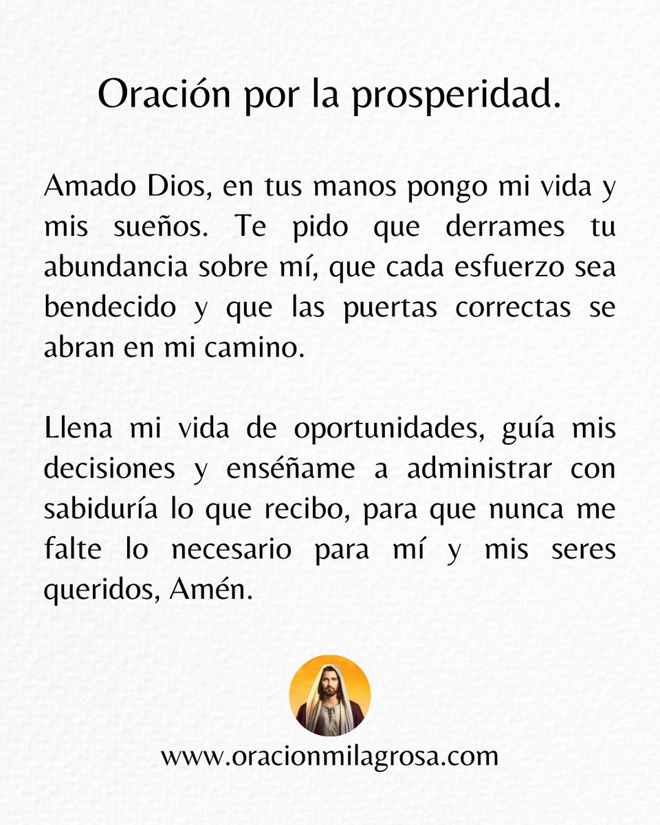 oracion_milagro's tweet photo. DIOS es tu salvador y tu generoso proveedor; De sus manos recibirás todo lo que has anhelado 🌿

Si así lo crees, responde: AMÉN 🙏 https://t.co/UJNufB4IbB