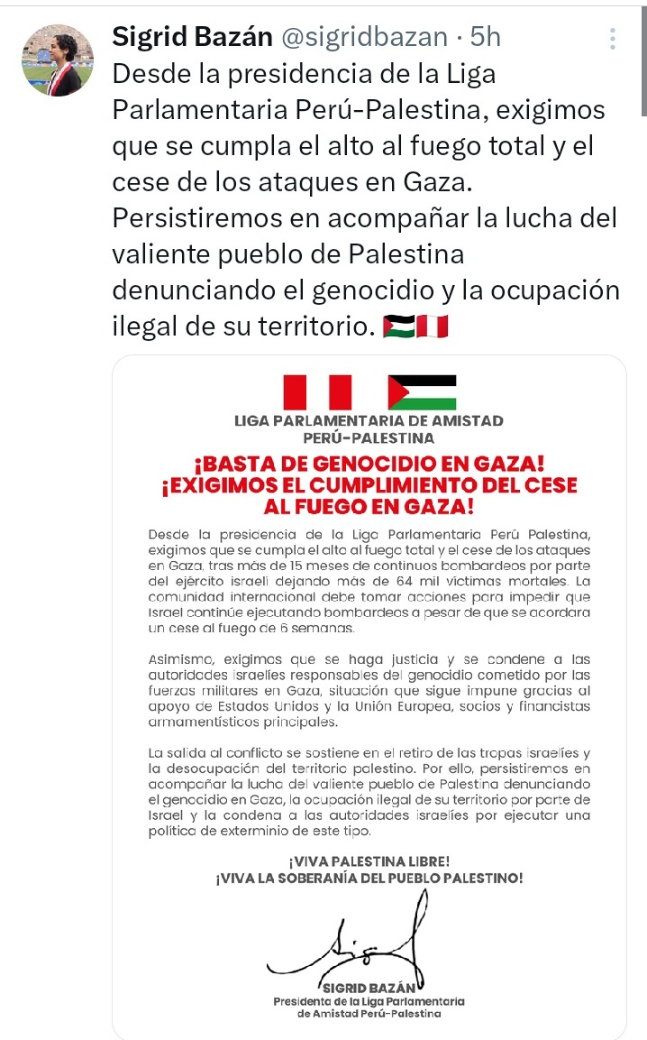 cesarcombina's tweet image. Pueblo: Estamos muriendo por la inseguridad total. Ayer reventaron 3 coches bomba en Trujillo.
Inmediatamente, #SigridBazan: Pido el cese al fuego en Palestina 🤡