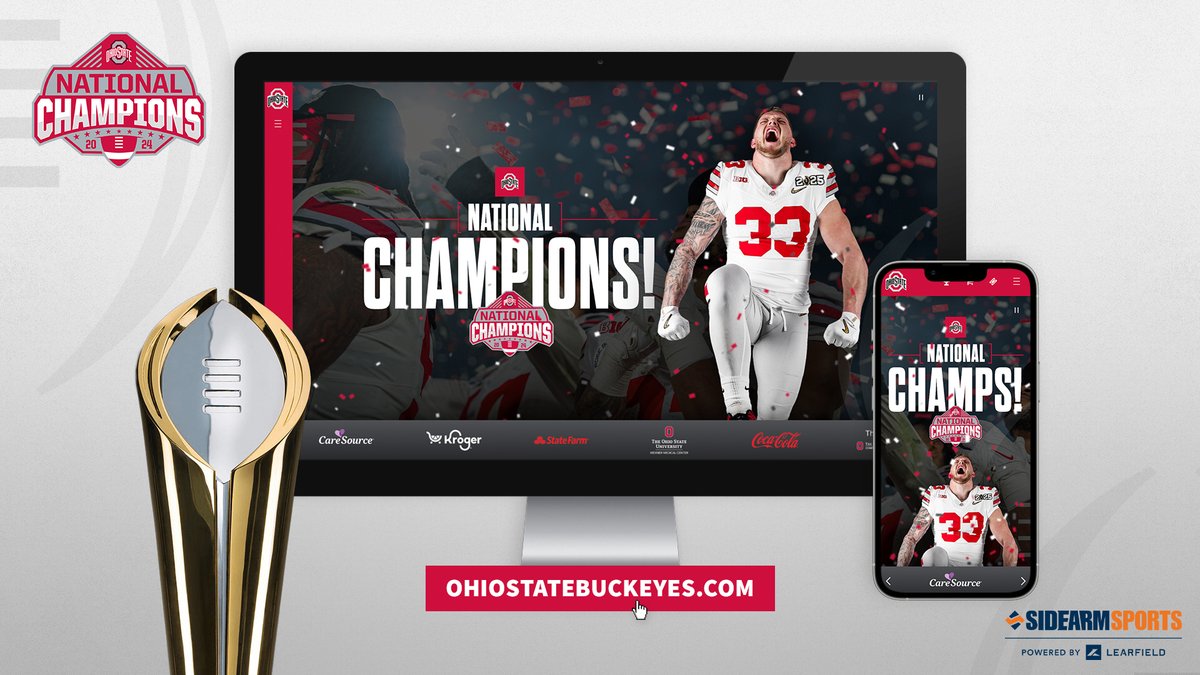 SIDEARM Sports (@sidearmsports) on Twitter photo π Congrats to the champs - <a href="/OhioStAthletics/">Ohio State Buckeyes π°</a>/<a href="/OhioStateFB/">Ohio State Football</a>!
Visit ohiostatebuckeyes.com/feature/2024-f⦠to check out the #GoBucks digital celebration!
#CFBPlayoff π Congrats to the champs - <a href="/OhioStAthletics/">Ohio State Buckeyes π°</a>/<a href="/OhioStateFB/">Ohio State Football</a>!
Visit ohiostatebuckeyes.com/feature/2024-f⦠to check out the #GoBucks digital celebration!
#CFBPlayoff