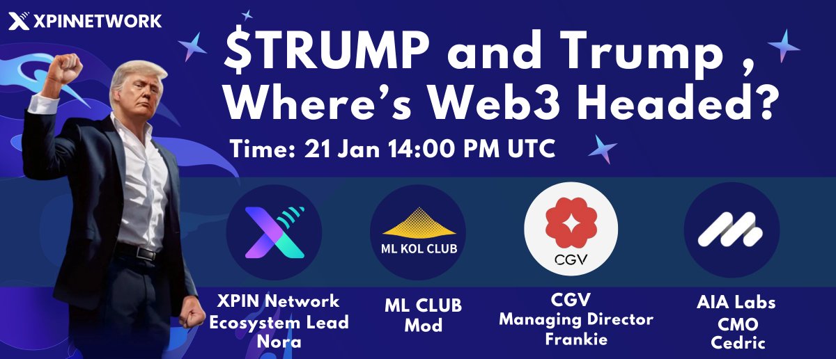 🎙️ XSpace Ep 7! 🎙️
💪Trump and $TRUMP, Where’s Web3 Headed?

🕑 Time: 21 Jan, 14:00 PM UTC
📌 Mark your calendars：x.com/i/spaces/1gqxv…

💬 Panel Discussion:
Impact of $TRUMP token on market sentiment 💥
Is crypto about to change forever? 🤔
The future of Altcoins—major shift