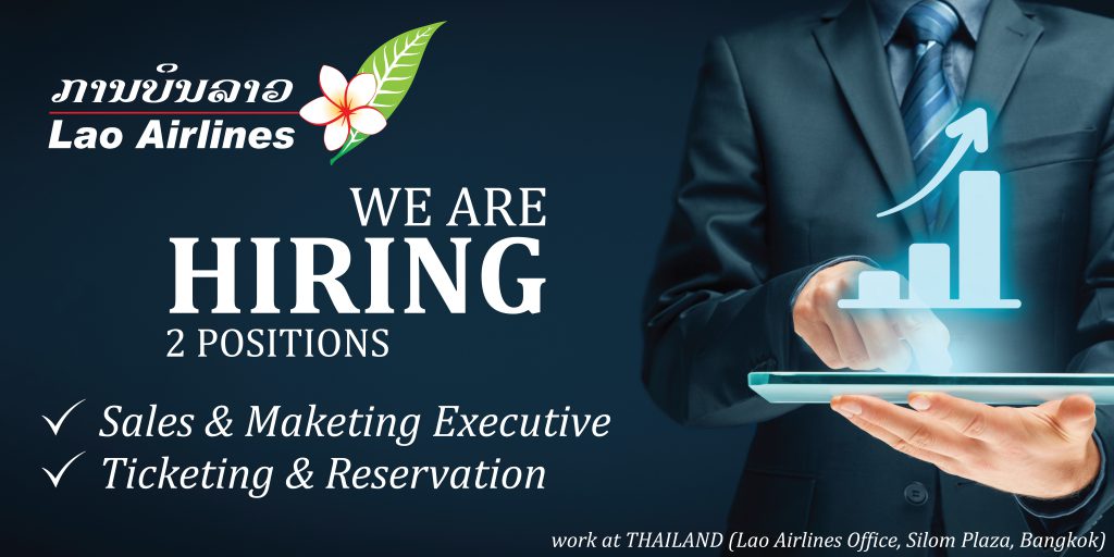 LaoAirlines's tweet photo. 📷We are hiring ! 📷 Sales &amp; Marketing Executive and 📷 Ticketing and reservations work at Bangkok Thailand (Lao Airlines Office, Silom Plaza, Bangkok)
For more details and the application process, please visit:
📷 https://t.co/v6Fd9sCZ5z
#LaoAirlines #ການບິນລາວ #CareerSuccess https://t.co/8uajoW1yGA