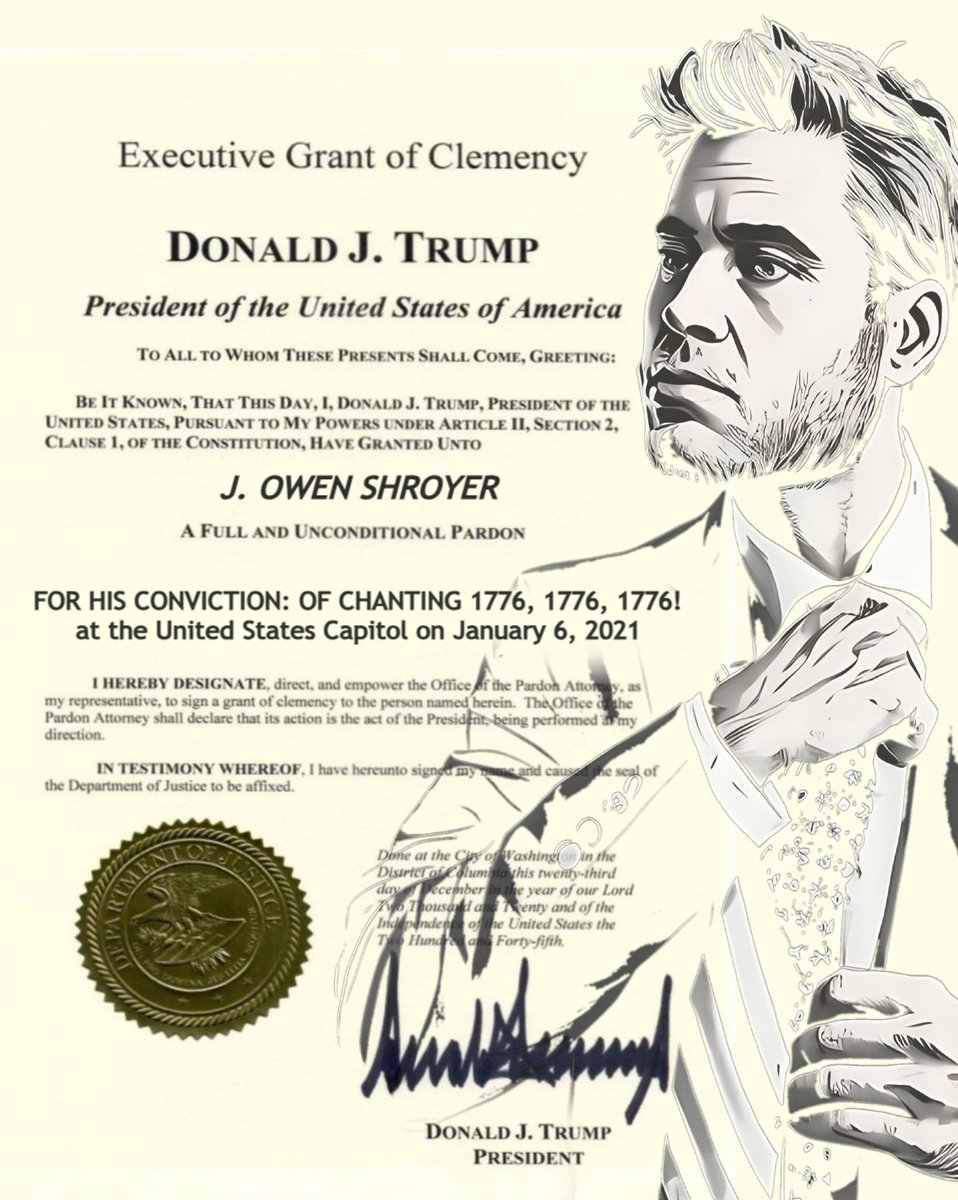 OwenShroyer1776's tweet image. Thank you President Trump for my Presidential Pardon. It means a lot to me and the other political prisoners of the Biden regime. It's a big win for you and America.