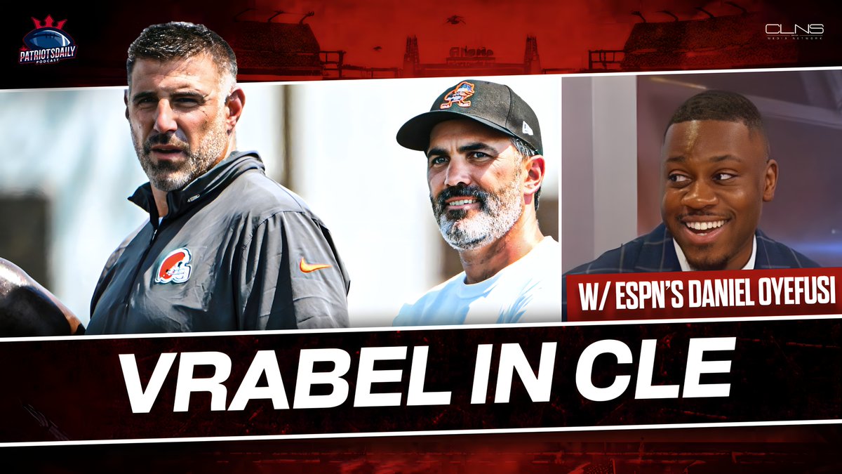 PatriotsCLNS's tweet photo. 🚨PATRIOTS DAILY AT 2pm ET!🚨

CLNS Media’s @tkyles39 and SI’s @mikekadlick sit down with ESPN’s @DanielOyefusi for an in-depth look at Patriots head coach Mike Vrabel’s 2024 season with the Cleveland Browns:  https://t.co/dWMqVniANz

⚡️by PrizePicks &amp; GameTime https://t.co/3tVBJNHQZK