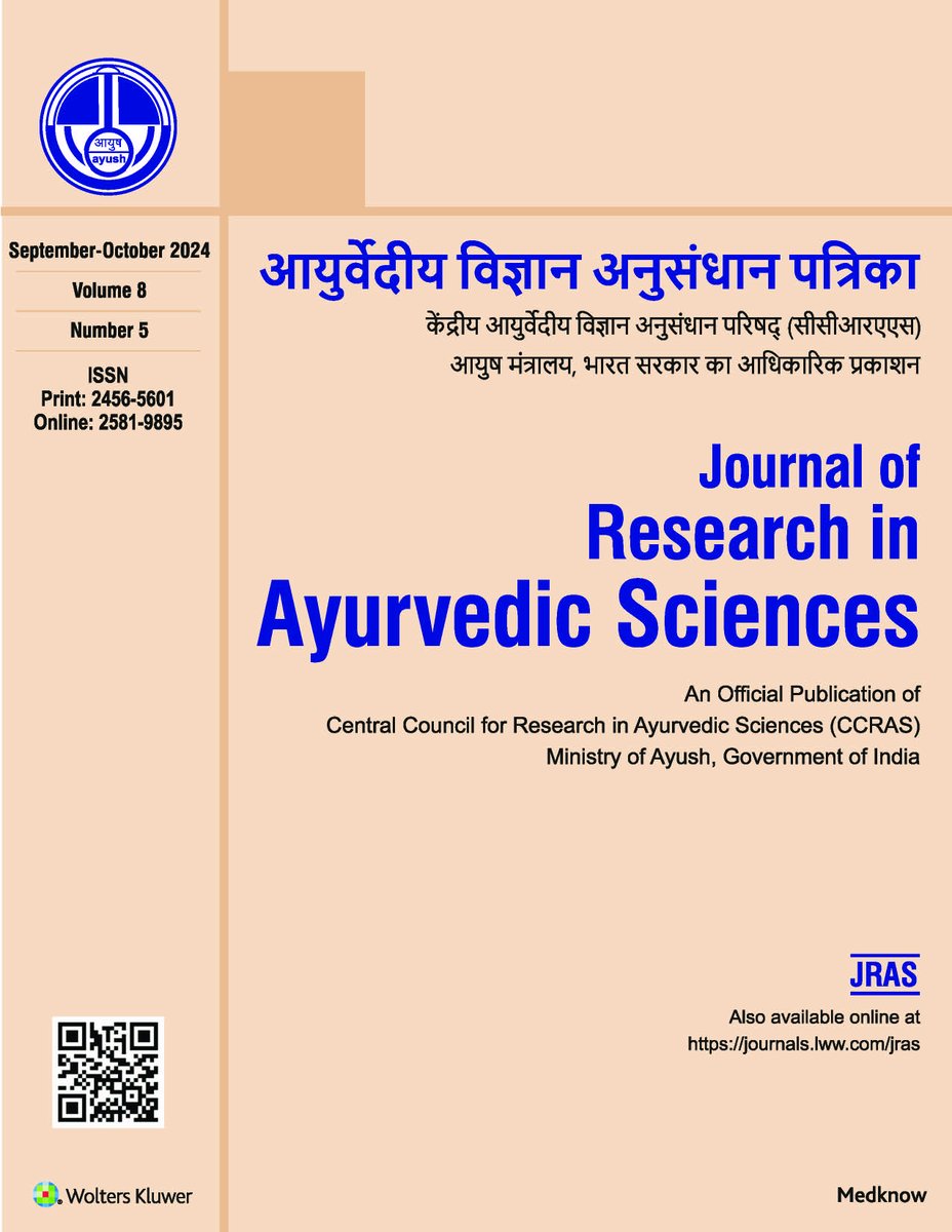 CCRAS_MoAyush's tweet photo. 📢New Release!
The latest issue of Journal of Research in Ayurvedic Sciences #JRAS, the UGC-CARE listed double-blind, peer-reviewed bimonthly publication of #CCRAS, is out now!

Check out the Sep-Oct 2024 Edition, Vol 8, No 5 today! 🌏https://t.co/2zYgZ2tnvi

#Ayush #Ayurveda https://t.co/9gRdfoNnTj