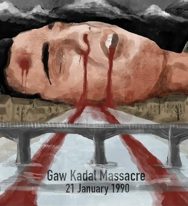 Rah_faramosh's tweet photo. 21 January #blackday
#Gawkadal #Masscre 
[On January 21, 1990, Indian forces massacred 50-100 Kashmiris as part of their alleged plan for mass genocide against Kashmiri Muslims, after providing safe passage to Kashmiri Pandits]
#Remembranceisresistance
#neverforget #neverforgive https://t.co/5ay6l2zCir