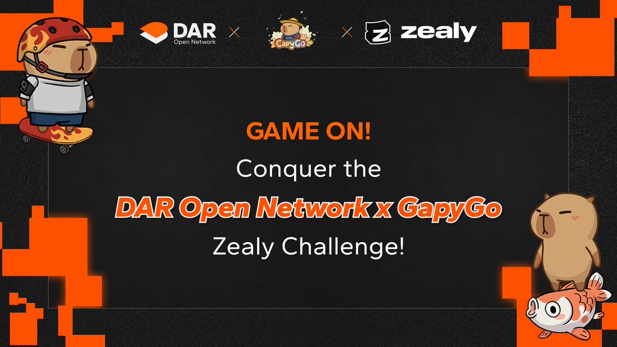 🎮 Join the <a href="/Capygoio/">CapyGo</a> x #DarOpenNetwork Zealy challenge now! 💎
✅ Complete simple tasks
✅ Rack up points
✅ Win $D token rewards
⏳ Hurry, this event ends on Jan 26!
🔗 Join now: zealy.io/cw/daropennetw…