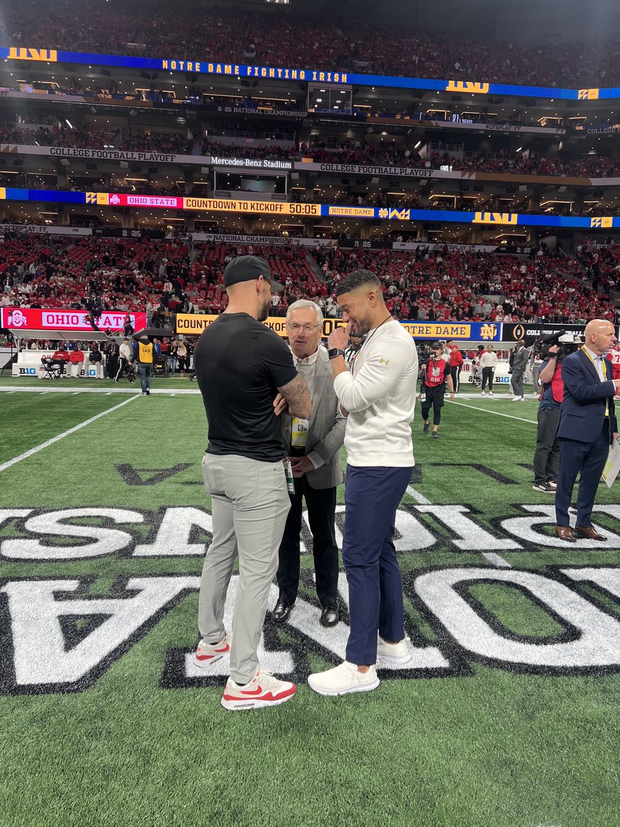 sportsiren's tweet image. When former teammates and best friends collide! James Laurenaitis and Marcus Freeman with Coach Tressel. @ohiostatefb