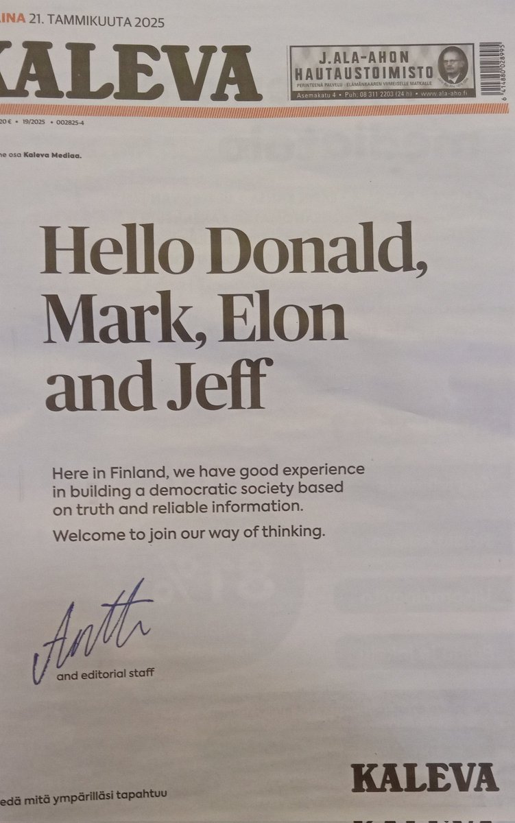 Tämän aamun Kaleva: