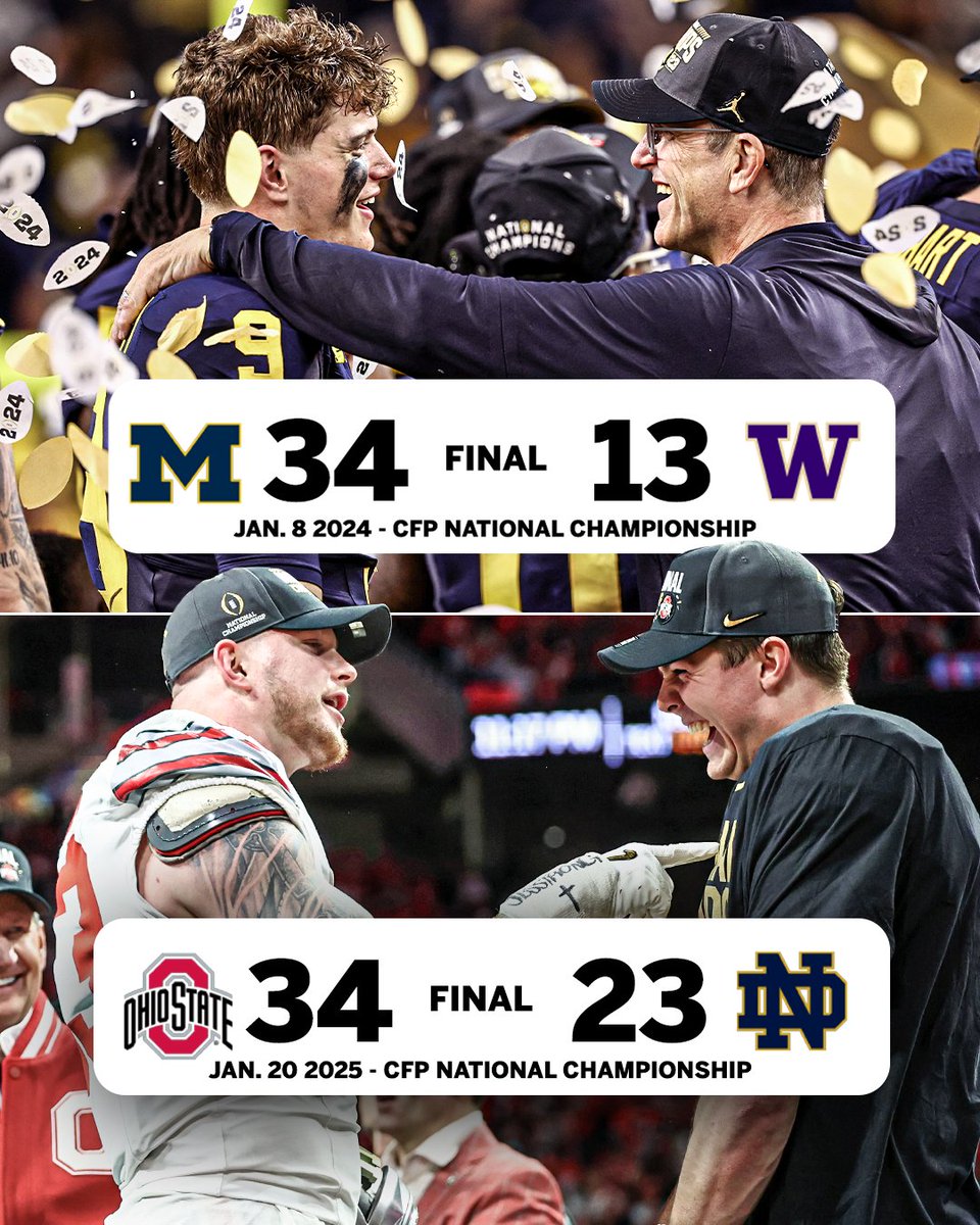 espn's tweet photo. BACK-TO-BACK FOR THE BIG TEN 🔥 

This is the first time the conference has won consecutive national titles since 1940-42 😲 https://t.co/3S9gxlI7vV