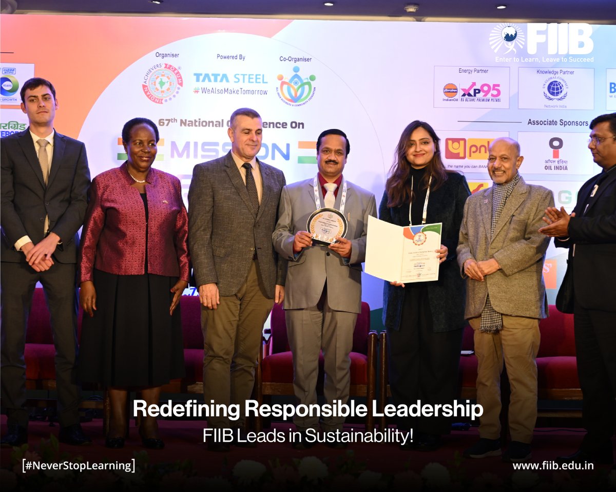 We say we’re #NotYourOrdinaryBSchool - here’s some proof! Excited to announce that #FIIB has won the Best Institute in Sustainable Development at the 21st National Business &amp; Community Conclave for Mission #ViksitBharat!

#SustainabilityInAction #GlobalImpact