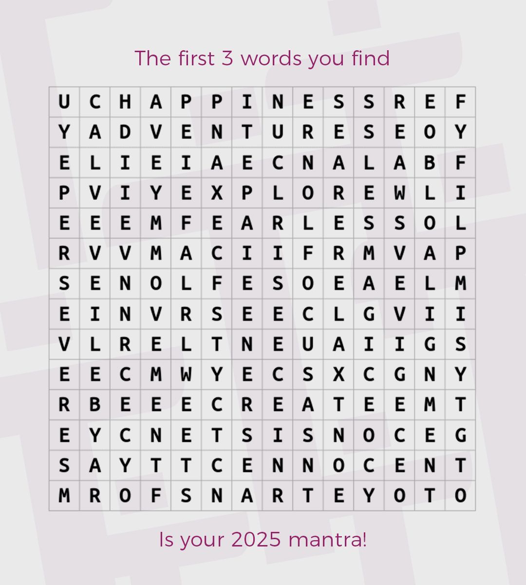 The first 3 words you find are your 2025 mantra!
What are your 3 words?
. . . .
📱 087 150 5058/ 9
✨ buff.ly/4cyUMn2 

#socialgood #makeadifference #socialworker #community #ngo #FamilyWellness #BeKind #ChooseKindness #BackToSchool #CommunitySupport