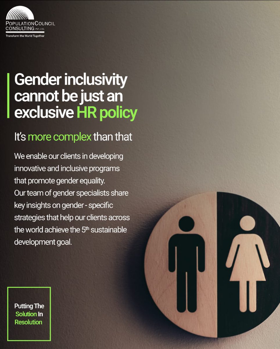 Gender equality is more than a goal —it’s about taking action. At #PopulationCouncilConsulting, we are dedicated to driving innovative solutions for achieving #SDG5 on gender equality.
We want to hear from you! What impactful gender equality solutions have you come across?