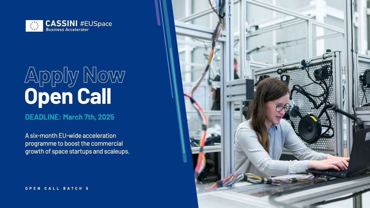 🚀 Call for #EUSpace Entrepreneurs!

Batch 5 of the CASSINI Business Accelerator is now open for applications, with the deadline on 7 March 2025!

More information: cassiniba.typeform.com/apply-light 

#cassiniEU