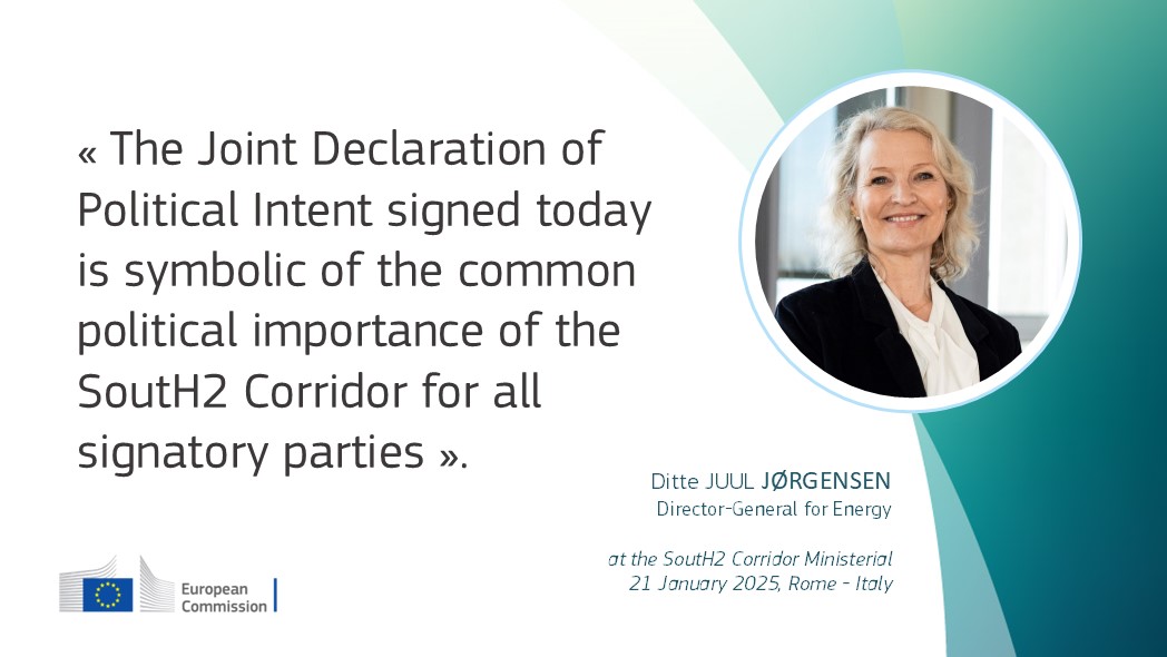 Energy4Europe ๐ช๐บ (@energy4europe) on Twitter photo D-G <a href="/JorgensenJuul/">Ditte Juul Jorgensen</a> attends the #SoutH2 Corridor Ministerial meeting in Rome today.
Its projects span across IT, DE and AT and are already on the Union list of #PCIs and #PMIs, offering the projects a priority label, accelerated permitting and eligibility under #CEFEnergy. D-G <a href="/JorgensenJuul/">Ditte Juul Jorgensen</a> attends the #SoutH2 Corridor Ministerial meeting in Rome today.
Its projects span across IT, DE and AT and are already on the Union list of #PCIs and #PMIs, offering the projects a priority label, accelerated permitting and eligibility under #CEFEnergy.