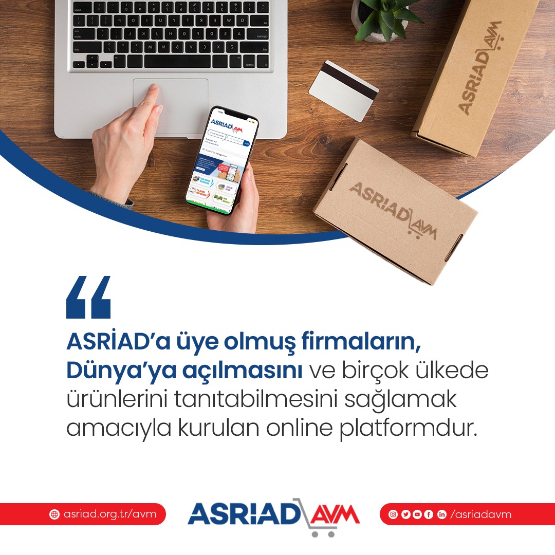 ASRİAD’a üye olmuş firmalarımızın, dünyaya açılmasını ve birçok ülkede ürünlerini tanıtabilmesini sağlamak amacıyla kurulan online platformdur.
asriad.org.tr/avm

▶️ KOMİSYON YOK
▶️ ÜCRET YOK
▶️ SINIR YOK

---
#çokludil #tedari̇kçi #onlineihracat #b2bmarketing #asriadavm