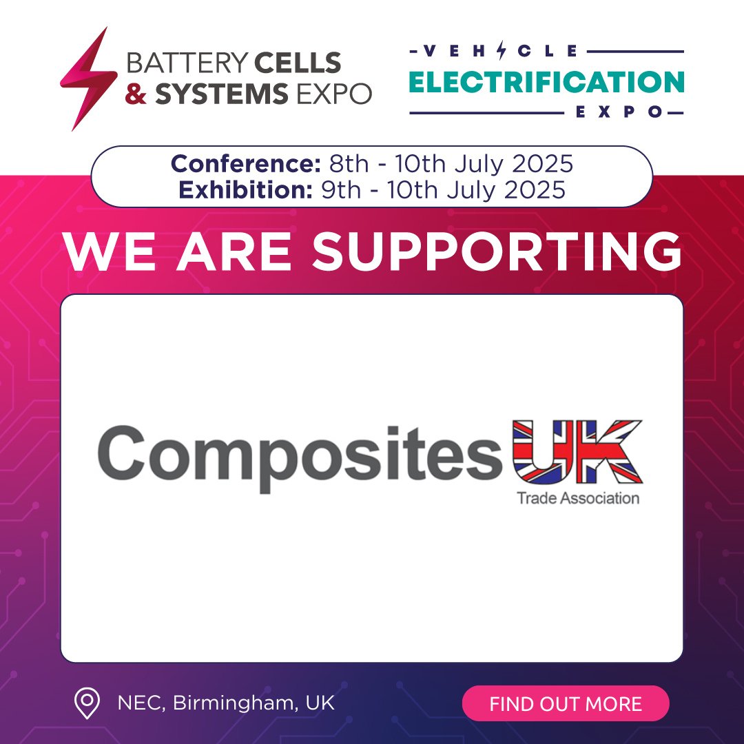 Vehicle Electrification Expo (@veexpo) on Twitter photo We are delighted to announce that <a href="/compositesuk/">Composites UK</a> are supporting <a href="/BatteryCellExpo/">Battery Cells & Systems Expo</a> and <a href="/VeExpo/">Vehicle Electrification Expo</a>!
➡️ Get involved for 2025: vist.ly/3msyxc3
#BCS25 #VEX25 We are delighted to announce that <a href="/compositesuk/">Composites UK</a> are supporting <a href="/BatteryCellExpo/">Battery Cells & Systems Expo</a> and <a href="/VeExpo/">Vehicle Electrification Expo</a>!
➡️ Get involved for 2025: vist.ly/3msyxc3
#BCS25 #VEX25