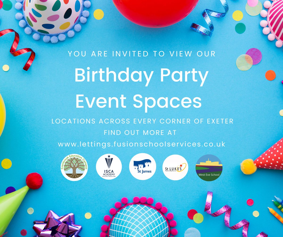 🎉Planning a Birthday Party in #Exeter?🎉
From discos to bouncy castles or a kickabout with friends, we’ve got the perfect space for your child’s big day! 🎈⚽
✨ Book now to make it unforgettable: lettings.fusionschoolservices.co.uk/venues
#ExeterBirthdayParties #PartyVenue #BirthdayFun