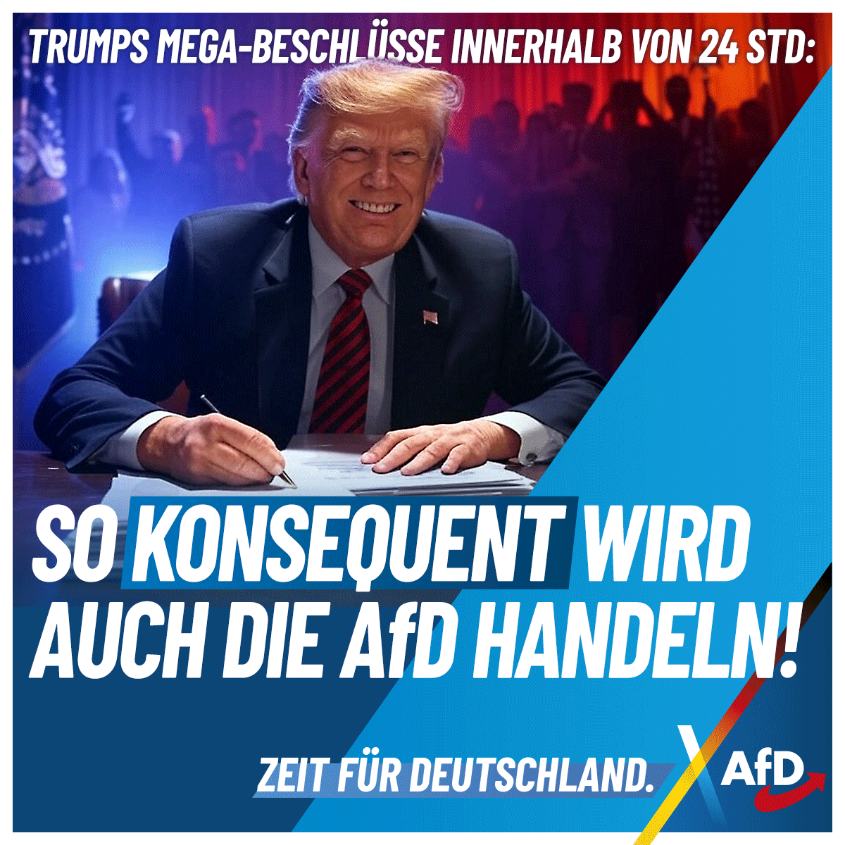 Trumps Mega-Beschlüsse innerhalb von 24 Std: So konsequent wird auch die AfD handeln!

Wie phantastisch wäre es, wenn auch in Deutschland in kürzester Zeit so viele vernünftige Entscheidungen getroffen würden? Kein Problem: Einfach AfD wählen!

Mehr dazu:
afdkompakt.de/2025/01/21/tru…