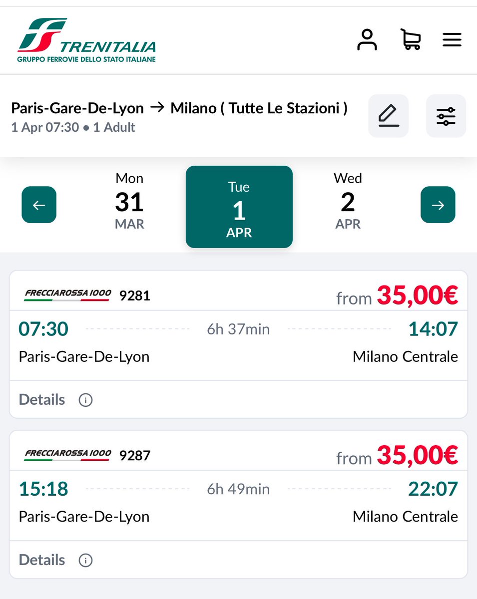 IT’S OFFICIAL!  Resumption of Paris-Turin-Milan Frecciarossa trains from 1 April, booking open from today, fares from €35.
