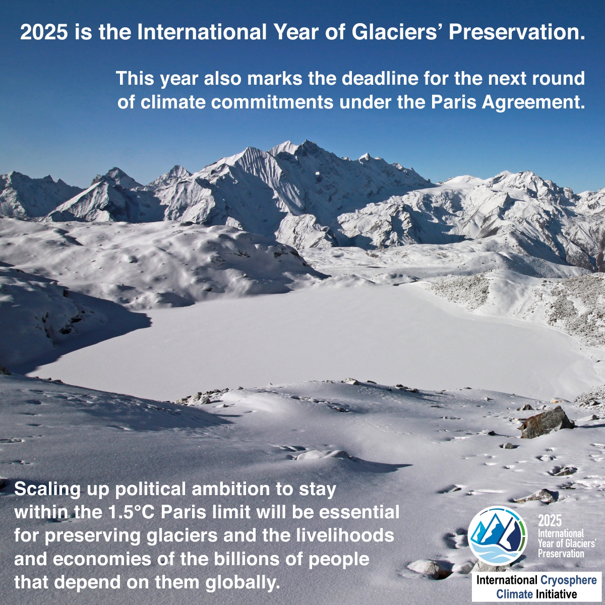 This year, countries will finalise their next round of climate commitments under the Paris Agreement.   

Scaling up political ambition to stay within the 1.5C Paris limit is essential for preserving glaciers and the huge benefits they bring for society

#Glaciers2025