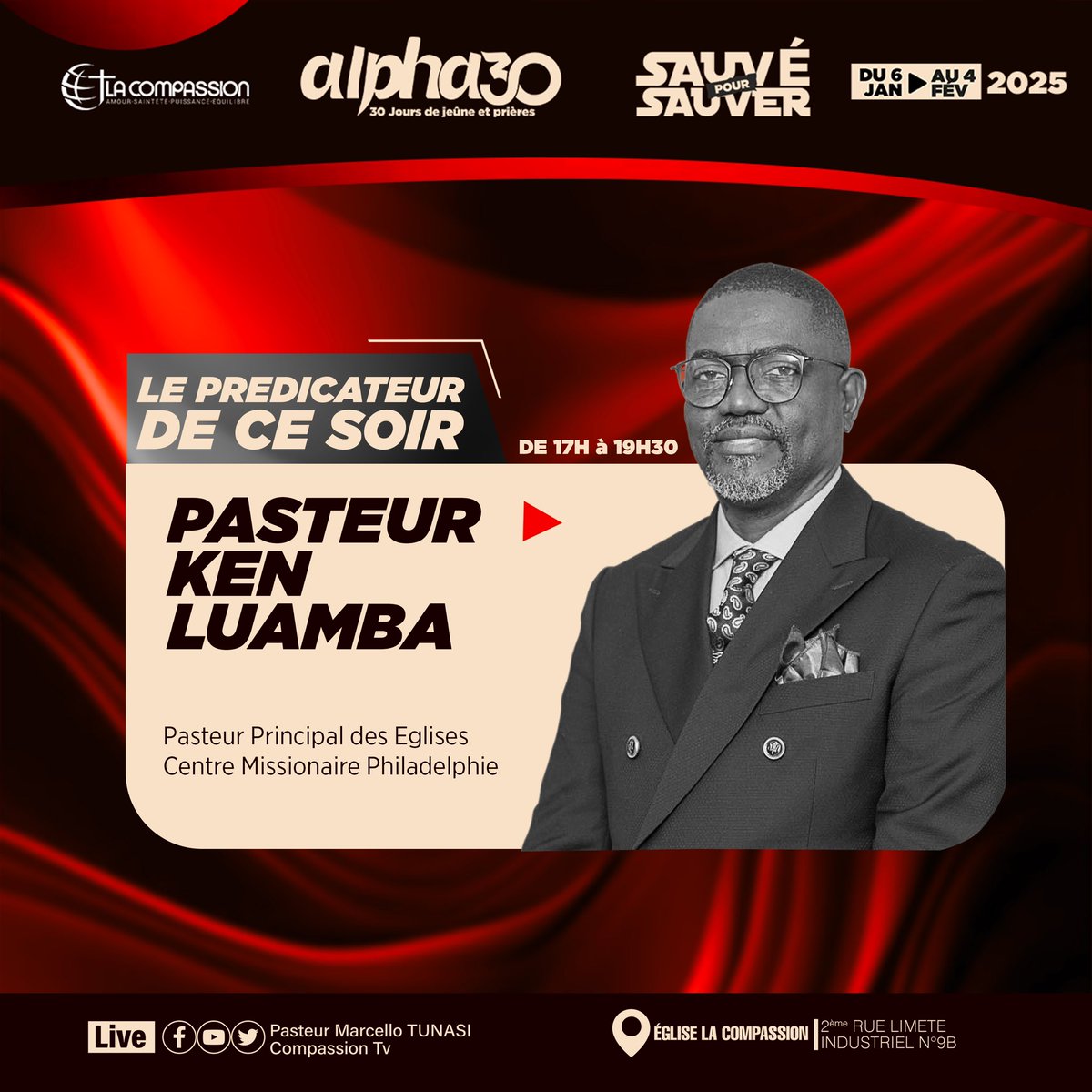 Ken_Luamba's tweet photo. Par la grâce de Dieu, j'aurai l'honneur d'intervenir ce soir lors de ce programme bénissant « Alpha30 » .  

Je vous invite à m'accompagner en prière. 🙏

#alpha30 #kenluamba https://t.co/XdIck8EPOq