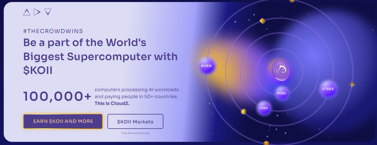 💫 Depin의 떠오르는 샛별 $KOII

✔️ KOII는 뭐에요?
- 블록체인 기반 탈중앙화 클라우드 컴퓨팅 네트워크
- 전 세계 유저들의 컴퓨터가 모여 거대한 슈퍼컴퓨터를 구성.
- AI, Web3 등 다양한 분야에서 필요한 컴퓨팅 파워를 저렴하고 투명하게 공급