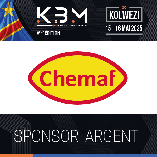 CHEMAF, sponsor ARGENT du KBM 2025 !

🔗 Découvrez nos options de sponsoring : kbm-rdc.com/inscription-ta… 

#KBM2025 #Sponsoring #Mining #RDC #TransitionEnergétique #BusinessOpportunities #CHEMAF #Copper #Cobalt  #KBM #Partenariat #lubumbashi #kolwezi #lualaba #Kinshasa