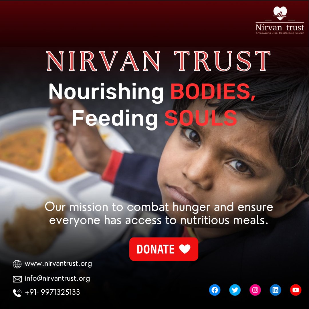 NirvanTrust's tweet photo. 🌱 *Nourishing BODIES, Feeding SOULS* ❤️
At Nirvan Trust, we’re on a mission to combat hunger and ensure everyone has access to nutritious meals. Together, we can make a difference, one meal at a time. 🥗✨
#nirvantrust #hungerfreeWorld #feedingsouls #foodforall #donatenow https://t.co/8cLItMPj3v