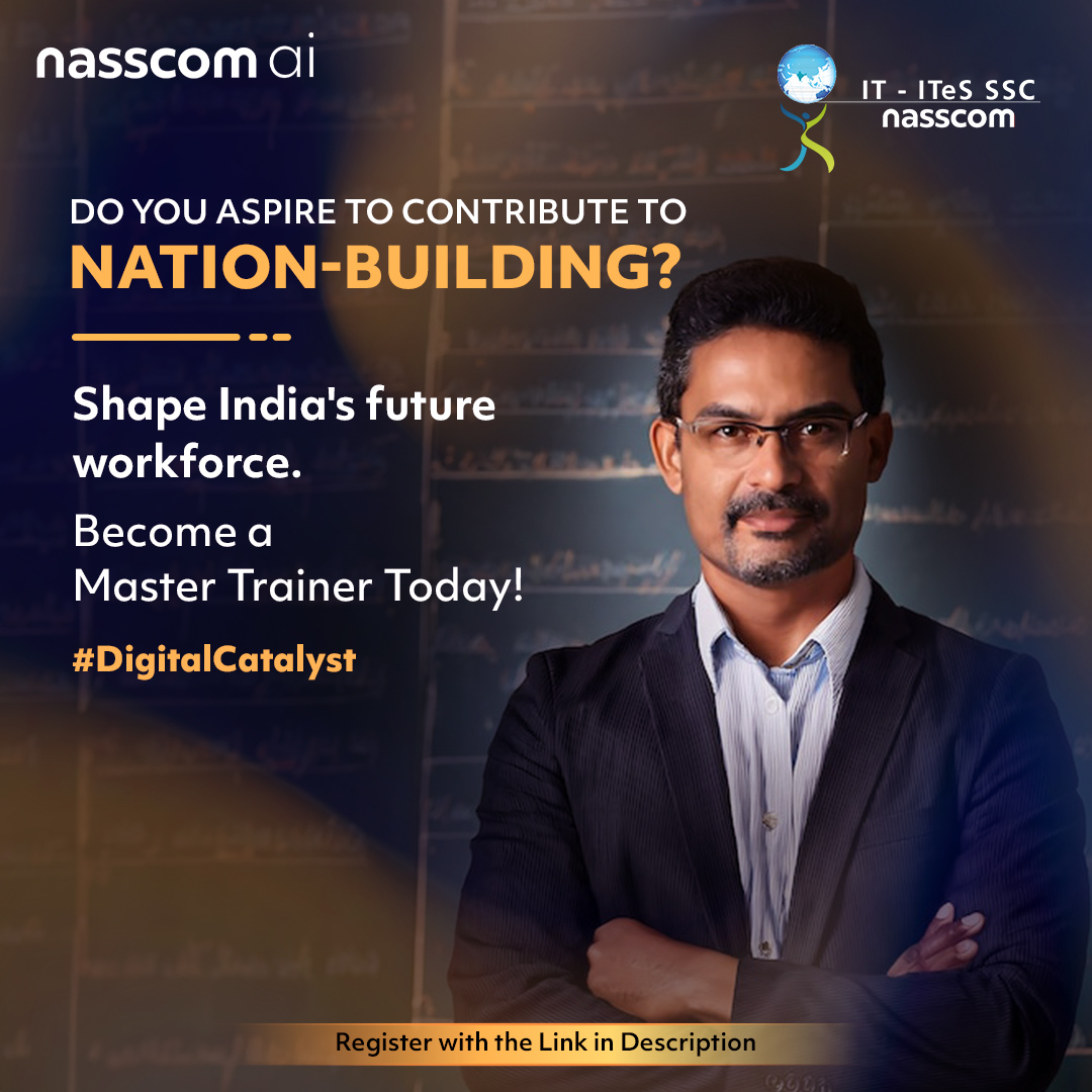 sscnasscom's tweet photo. Do you have what it takes to help build a #future and #industryready skilled #workforce in India? Step up and become a #MasterTrainer! Empower lives, share #knowledge, and drive the nation’s #skilling revolution.
Register - https://t.co/Ij9wqjEiDU.
#SSCnasscom #futureofwork https://t.co/EixJ4TEfAg