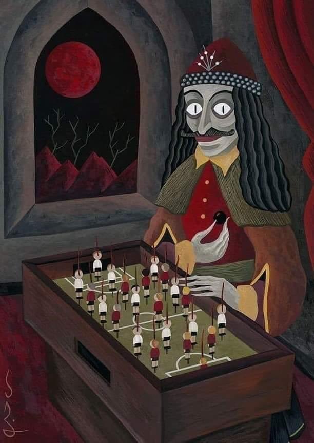 Vlad never quite got the hang of playing foosball