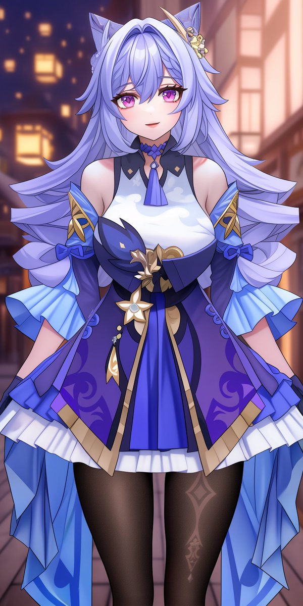 🌟Graceful and captivating! 
This character shines with stunning details: soft lavender hair, adorable cat ears, and a blue-and-gold dress full of elegance. Ready to steal the spotlight! 
Have a dream character in mind? Let’s make it a reality together!
#VTuber #FantasyStyle