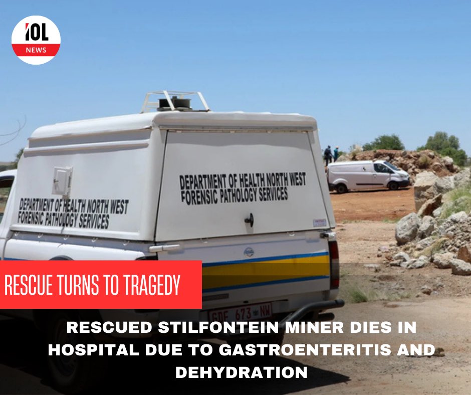 IOL's tweet photo. One of the illegal miners who were rescued from the disused mines at Stilfontein has died in hospital, the North West provincial Department of Health announced.
#news #stillfontein #illegalminers #tragedy #northwest

Read on
https://t.co/MSHhQAo1DE https://t.co/iXLhZnJsUx