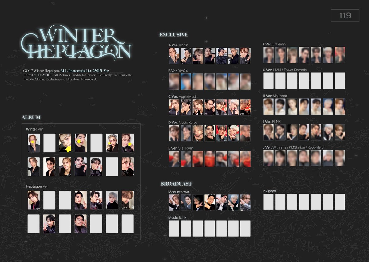 갓세븐 포카 리스트 #GOT7 【𝐖𝐈𝐍𝐓𝐄𝐑 𝐇𝐄𝐏𝐓𝐀𝐆𝐎𝐍