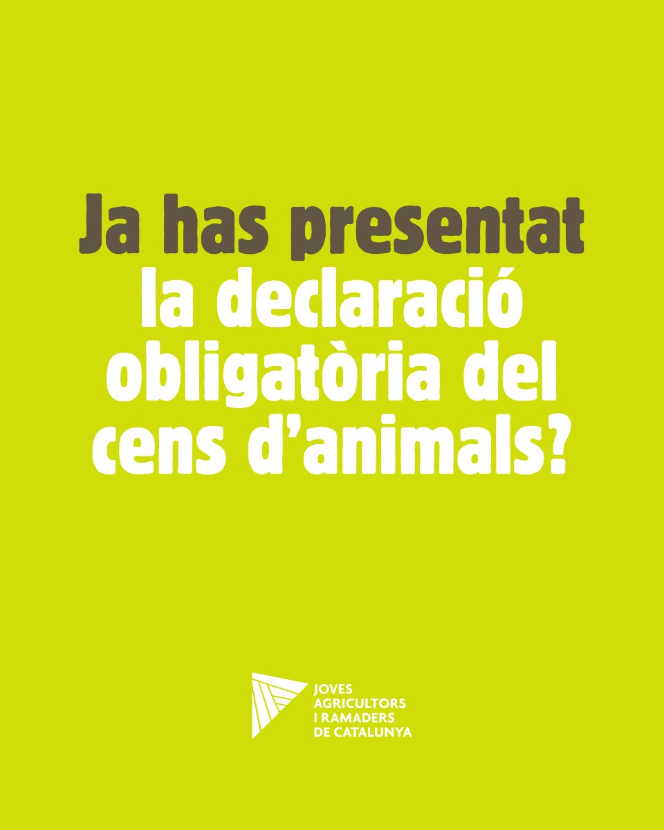 JARC_COAG's tweet image. 📢 Recorda!

És obligatori declarar el cens d'animals abans del 28 de febrer.

📄 Consultar tota la informació detallada a jarc.cat/pressionant-pe…

Si tens dubtes o et cal un cop de mà, posa't en contacte amb les nostres oficines.

#JARC #Ramaders #Normativa #CensAnimals