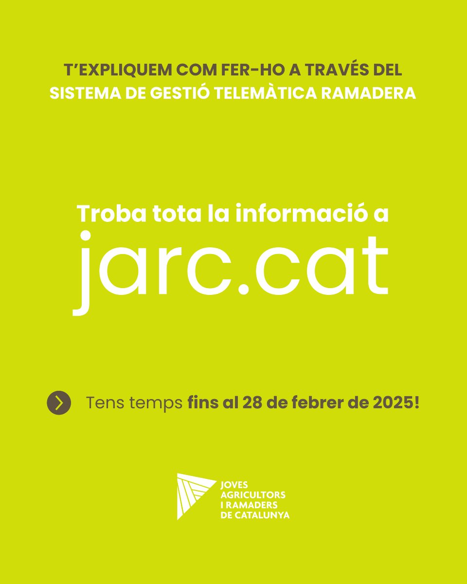 JARC_COAG's tweet image. 📢 Recorda!

És obligatori declarar el cens d'animals abans del 28 de febrer.

📄 Consultar tota la informació detallada a jarc.cat/pressionant-pe…

Si tens dubtes o et cal un cop de mà, posa't en contacte amb les nostres oficines.

#JARC #Ramaders #Normativa #CensAnimals
