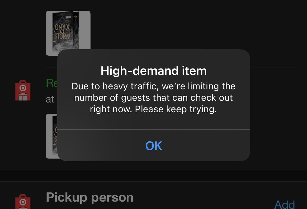 PuroOro_'s tweet photo. not target telling me to keep trying for onyx storm like I haven’t been pressing check out for 20 mins https://t.co/OC0cLCSlw7