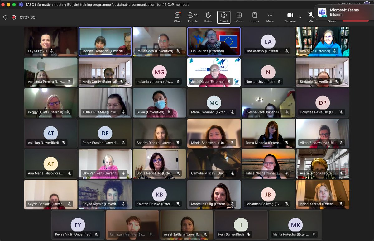 tascprojecteu's tweet photo. The 42 selected European teachers of the TASC’s Community of Practice met each other online on January 20 for the kick OFF with information of the piloting of the EU Joint Training Programme with focus on the first Grade A, initial training in  Sustainable Communication.
#eutasc https://t.co/CRkIzAv2aQ
