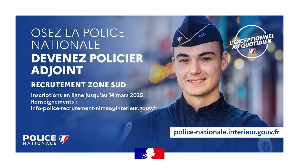 #Recrutement|Tu habites la #Corse et tu as envie de vivre l'exceptionnel au quotidien près de chez toi? Alors rejoins la #PoliceNationale en tant que #policierAdjoint 👮! Le recrutement en zone Sud est ouvert jusqu'au 14 mars 2025
➡️urls.fr/NDXaXz