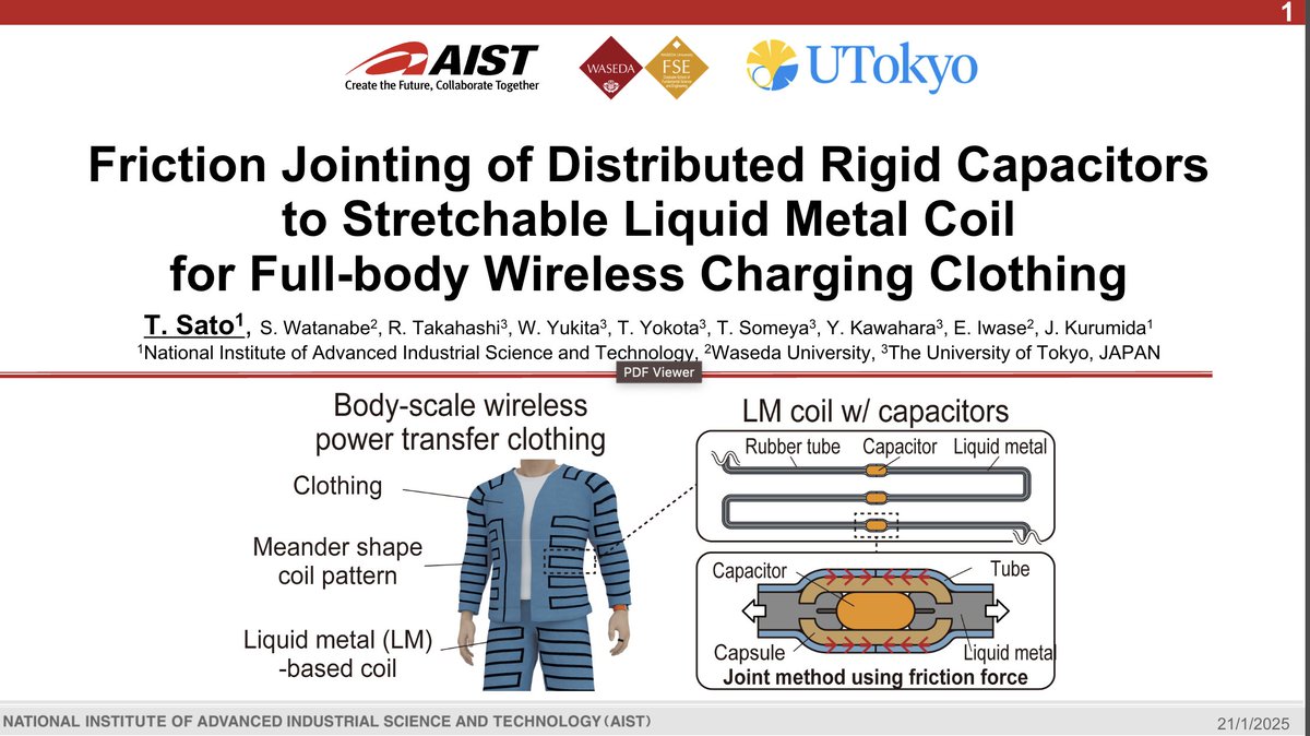 ryo_w_takahashi's tweet image. In IEEE #MEMS 2025, we will be presenting our joint research about  full-body wireless charging clothing. 

Our textile 👕👖 can be machine-washable with a new rigid-to-stretchable connection!

ArXiv: arxiv.org/abs/2412.01134
Join us for the presentation!