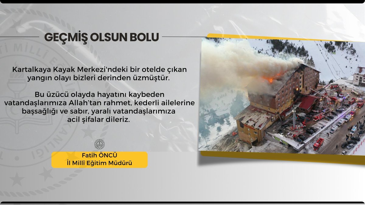 Geçmiş Olsun Bolu
<a href="/tcmeb/">Millî Eğitim Bakanlığı</a> <a href="/Yusuf__Tekin/">Yusuf Tekin</a> <a href="/fatihoncu33/">Fatih ÖNCÜ</a>