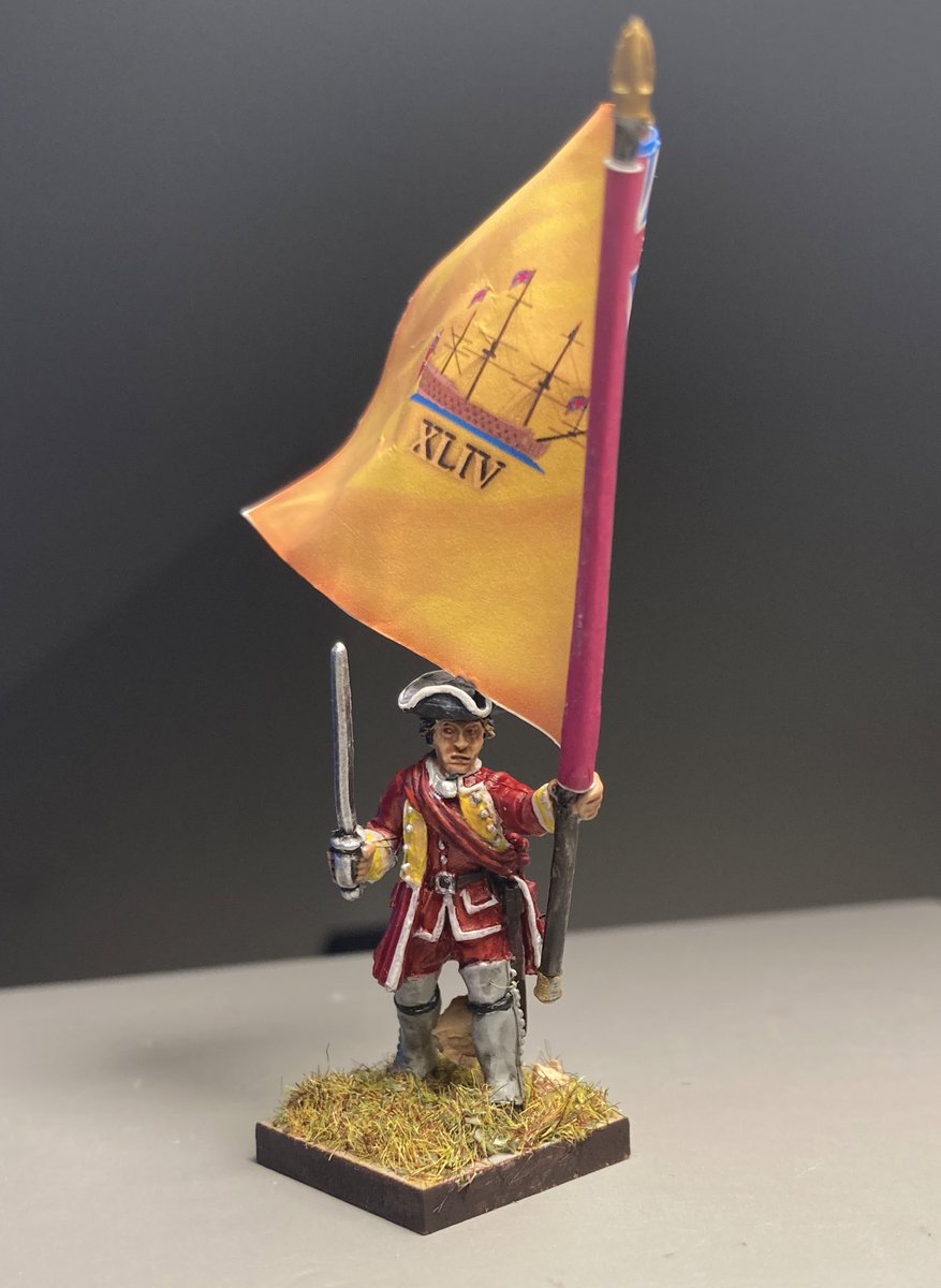 As I slowly polish away at my chapter on the Cartagena in 1741  I had a break by painting a colour bearer of Wolfe’s Marines. One of the regiments that features heavily. 
Ok so they almost certainly didn’t use this colour at Cartagena but <a href="/flagsofwar/">Flags of War</a> did a bang up job for the 45