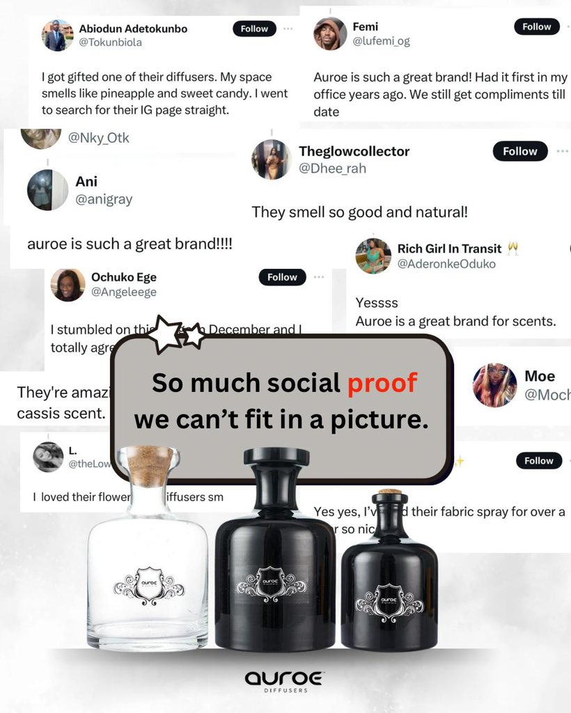 AuroeDiffusers's tweet photo. This is your reminder that we’re not just in the fragrance industry—we *are* the home of fragrance. 💫✨ Every review tells our story. Thank you for making us your favorite! 🕯️"
Let’s do more https://t.co/jfcKYcarmS