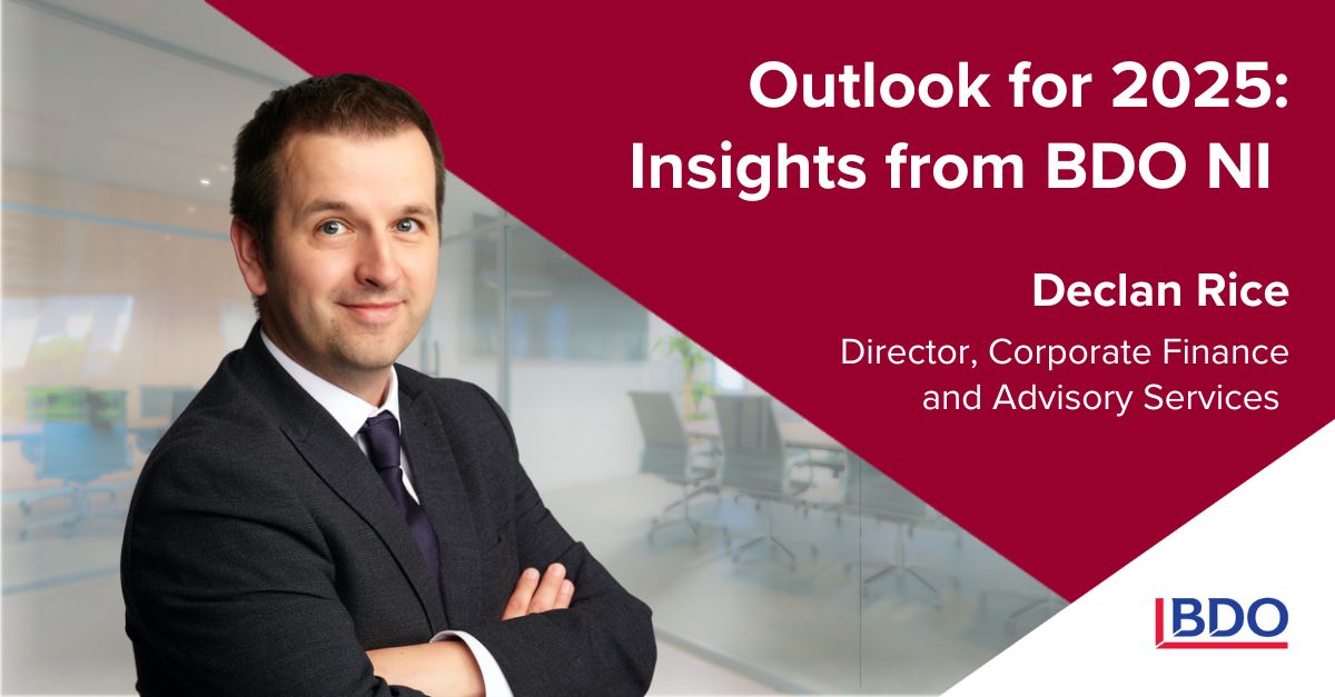 BDO Northern Ireland (@bdoni) on Twitter photo 💡 Outlook for 2025 💡
Our Corporate Finance and Advisory Services Director, Declan, shares his insights into what lies ahead for 2025 and how our team can support you and your business in adapting to challenges and provide tailored strategic decisions: 👉 shorturl.at/NtNCW 💡 Outlook for 2025 💡
Our Corporate Finance and Advisory Services Director, Declan, shares his insights into what lies ahead for 2025 and how our team can support you and your business in adapting to challenges and provide tailored strategic decisions: 👉 shorturl.at/NtNCW