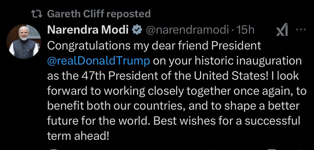 cliff the consummate bootlicker retweeting modi praising trump