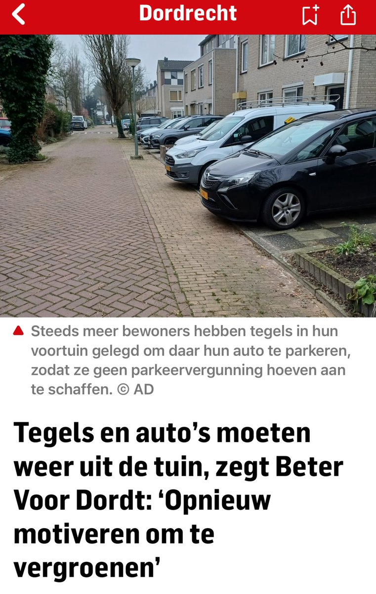 BeterVoorDordt's tweet photo. 🚗 Zorgen om versteende voortuinen in de Vogelbuurt 🌱
@BeterVoorDordt vraagt het college om het parkeerbeleid te herzien, omdat bewoners voortuinen verharden door verplichte parkeervergunningen. Raadslid @jacques_katif (BVD) wil meer balans tussen parkeren en vergroening! https://t.co/YCDtWrRJRY
